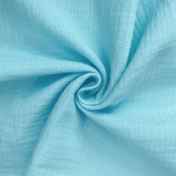 Ткань Муслин Жатый, цвет Небесно-голубой (на отрез)  в Череповце
