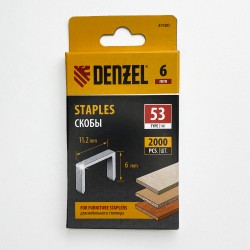 Denzel Скобы, 6 мм, для мебельного степлера, тип 53, 2000 шт.  в Череповце